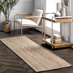 nuLOOM 2x12 Rigo Jute Hand Woven Area Rug, Natural, Solid Farmhouse Design, Natural Fiber, For Bedroom, Living Room, Dining Room, Hallway, Office, Kitchen, Entryway