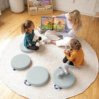 ECR4Kids SoftZone Floor Cushions, Round, Flexible Seating, Light Grey, 6-Piece