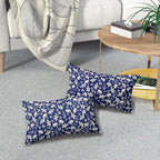 Navy Blue Pillow Covers 12x20 Set of 2 Vintage Floral Rustic Old Style Cute Flower Print Rectangle Decorative Outdoor Pillowcases Seasonal Farmhouse Throw Cushion Case Couch Sofa Bed Decor