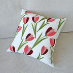 vctops Tulip Floral Embroidered Pillow Covers 18x18 Inch Spring Summer Cotton Tufted Throw Pillow Cover Outdoor Garden Cushion Case for Sofa, Bed, Living Room (Flower E,18"x18")