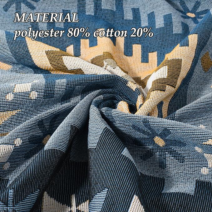 Snycler Boho Throw Blanket for Bed 50 * 60inch Woven Blanket Cotton Polyester Farmhouse Decor for Indoor Outdoor Sofa Bedroom Garden，All Season(Blue)