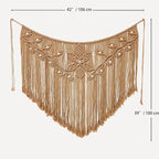 Youngeast Home Decor Leaf Shape Macrame Wall Hanging Woven Tapestry Bedroom Curtain Fringe Garland Banner Living Room Wall Decor Brown 39X31 inches