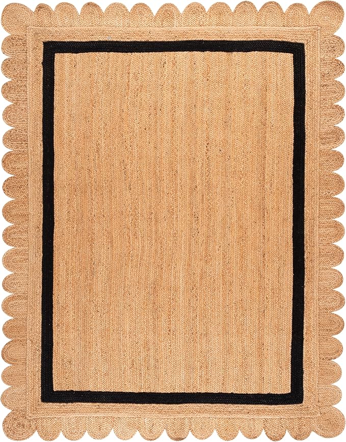 SAFAVIEH 8x10 Area Rug - Natural Fiber Collection - Large - Natural & Black, Handmade Jute, Ideal for Living Room, Bedroom, Dining Space (NF896Z)