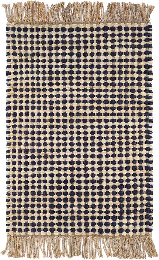 Dash & Albert Kuba Black Handwoven Jute Rug, 2.5 X 8 Feet, Black Geometric Pattern