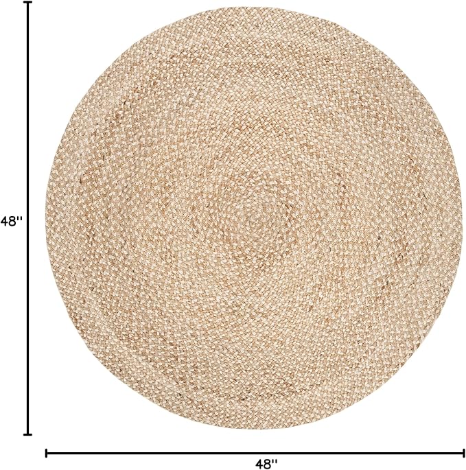 SAFAVIEH Natural Fiber Round Collection 4' Round Ivory NF804B Handmade Boho Charm Braided Jute Area Rug