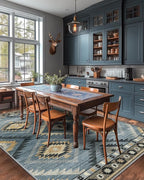 BESTSWEETIE Area Rug 9x12 Rug Machine Washable Non-Slip Low Pile Print Pattern Western Rug for Living Room Bedroom Navy/Grey