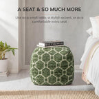 Anji Mountain Pouf Ottoman Foot Rest, Handmade Ottoman Pouf, Comfortable Foot Stool, Decorative Floor Seating for Living Room Decor, Bedroom & Home Décor Accent - Green