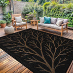 Washable Indoor Outdoor Rug 10x14 Modern Area Rugs Branch Pattern Non Shedding Waterproof Easy Clean Patio Deck Porch Living Room Bedroom Garden RV (10 X 14 Gold)