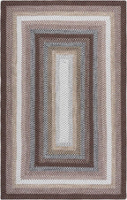 SAFAVIEH Washable Rug Outdoor Braided Collection - 5' Square, Brown & Multi, Handmade & Reversible, Non-Shedding & Easy to Clean, Ideal for Patio, Backyard, Mudroom (BRD308T)