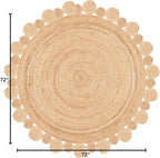 SAFAVIEH Natural Fiber Round Collection 6' Round Natural NFB307A Handmade Boho Country Charm Jute Area Rug