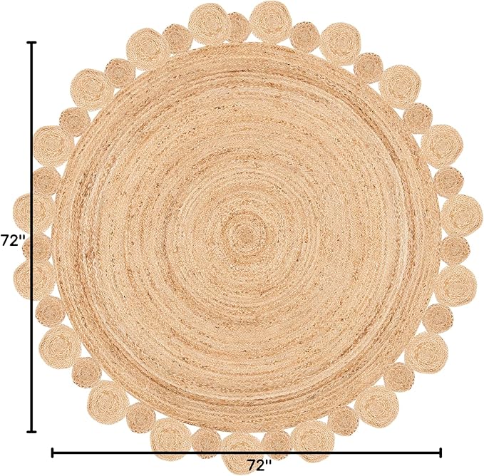 SAFAVIEH Natural Fiber Round Collection 6' Round Natural NFB307A Handmade Boho Country Charm Jute Area Rug