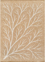 Washable Indoor Outdoor Rug 6x9 Modern Area Rugs Branch Pattern Non Shedding Waterproof Easy Clean Patio Deck Porch Living Room Bedroom Garden RV (6 X 9 Natural)