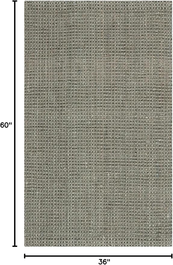 SAFAVIEH Natural Fiber Collection Accent Rug - 3' x 5', Green & Grey, Handmade Farmhouse Jute, Ideal for High Traffic Areas in Entryway, Living Room, Bedroom (NF730B)
