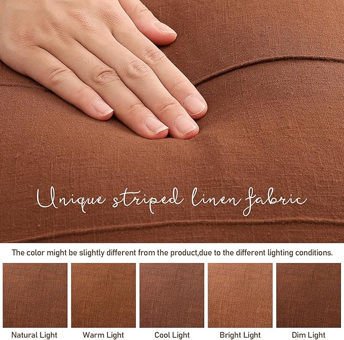 ZWJD 12x20 Pillow Covers Set of 2 Decorative Linen Lumbar Pillow Covers Solid Handcrafted Striped Cushion Covers for Bed Soft Modern Farmhouse Neutral Pillowcase for Couch Bedroom Living Room (Rust)