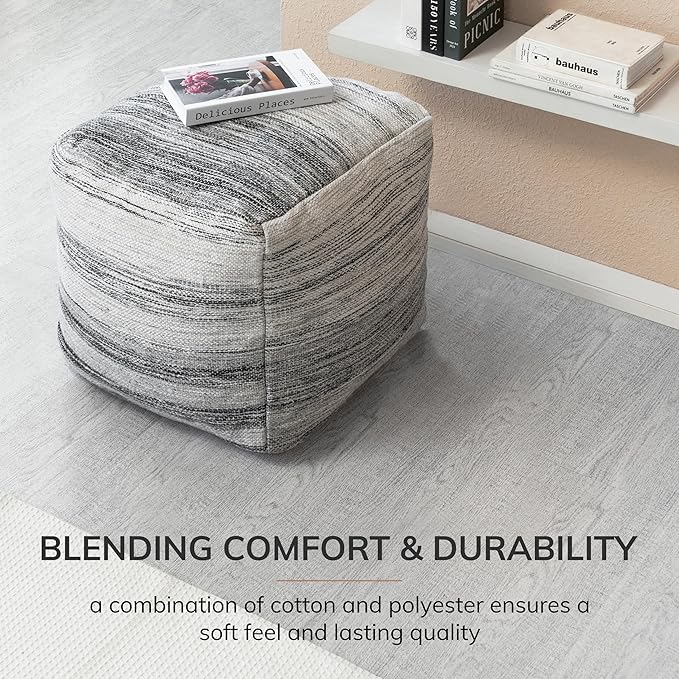 Anji Mountain Pouf Ottoman Foot Rest, Handmade Ottoman Pouf, Comfortable Foot Stool, Decorative Floor Seating for Living Room Decor, Bedroom & Home Décor Accent - Inverness