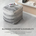Anji Mountain Pouf Ottoman Foot Rest, Handmade Ottoman Pouf, Comfortable Foot Stool, Decorative Floor Seating for Living Room Decor, Bedroom & Home Décor Accent - Inverness