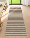 Lahome Elance Striped Easy Jute Hallway Runner Rug, 2x6 Kitchen Mats for Floor Washable Entryway Runner, Farmhouse Neutral Indoor Outdoor Carpet for Hallway 6ft Entry Laundry, Khaki