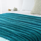 Chenille Throw Blanket for Couch 50"X 60", Soft Cozy Throws with Fringe Tassel for Bed Sofa Chair Cover, Lightweight Knitted Decorative Boho Blankets for Living Room, Teal