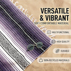 Hydration Nation Authentic Large Handwoven Mexican Blanket - Soft Yoga- Durable Serape- Lightweight Falsa, Beach, Camping, Picnic, Outdoor Blanket 70"x50" - Lavender Jade