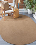 DEXI Easy Jute Area Rug Natural Fiber 4x6 Oval, Woven Braided Durable Farmhouse Design Rugs for Living Room, Bedroom Dinning Room Office Outdoor Patio, Tan Brown