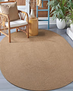 DEXI Easy Jute Area Rug Natural Fiber 4x6 Oval, Woven Braided Durable Farmhouse Design Rugs for Living Room, Bedroom Dinning Room Office Outdoor Patio, Tan Brown