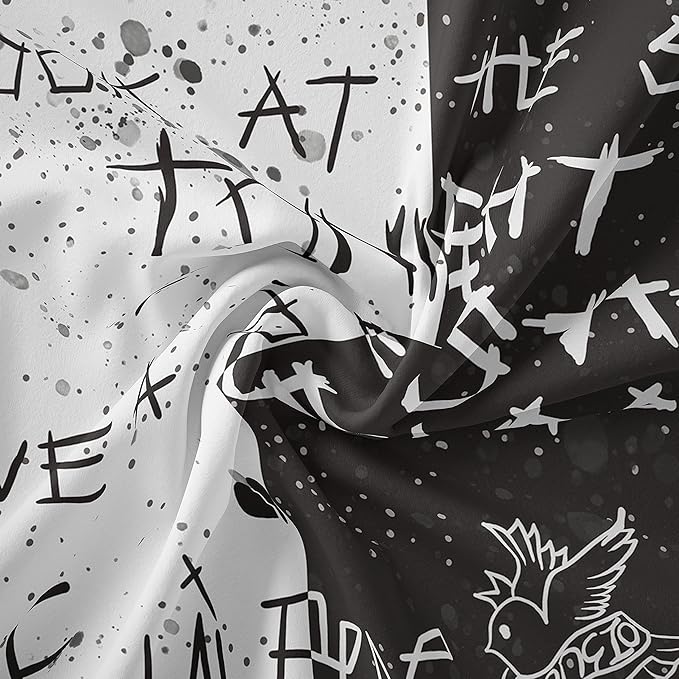 LWZAYS Rapper Wall Tapestry Lil Peep Tapestries Juice Wrld Black and White Star Tapestry for Bedroom Dorm Hip Hop Home Decorations Wall Hanging 60'' X 50''