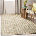 SAFAVIEH Area Rug 4' Square - Natural Fiber Collection - Sage & Natural Brown, Handmade Jute, Farmhouse Style, Chunky Textured Thick Pile (NF447S)