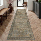 GENIMO 2x5 Runner Rugs for Hallway, Machine Washable Non Slip Vintage Rugs, Low Pile Lightweight Soft Print Rug for enrtyway, Corridor, Home Office, Kitchen, Warm Taupe