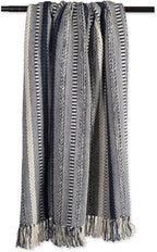 DII Braided Striped Decorative Throw Blanket, 50x60, Navy