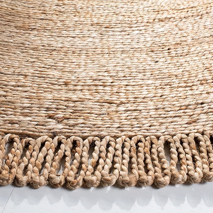 SAFAVIEH Natural Fiber Round Collection 9' Round Natural NF168A Handmade Boho Charm Farmhouse Jute Area Rug