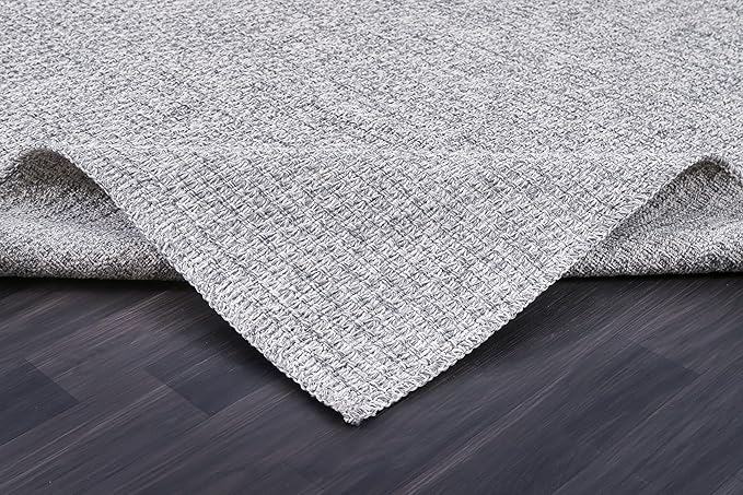 Easy Jute Rugs 5x7 Gray Color Living Room Indoor Outdoor Area Rug for Farmhouse Patio and Kitchen Rug High Traffic Washable Easy to Clean Solid Boho Woven Design Outside Carpet (5 x 7)