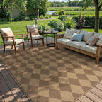 Lanffia Checkered Easy Jute Washable Rugs 8x10, Neutral Non Slip Rug for Living Room, Checkerboard Indoor Outdoor Carpet, Large Farmhouse Low Pile Non Shedding Carpet for Classroom Patio