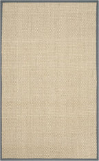 SAFAVIEH Area Rug 5x8 - Natural Fiber Collection - Natural & Dark Grey, Seagrass, Basketweave Pattern with Border (NF114Q)