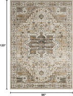 8x10 Area Rugs for Living Room, Vintage Washable Rug with Non-Slip Backing, Stain Resistant Large Area Rug for Dining Room, Soft Rugs for Bedroom (Beige/Brown, 8'x10')