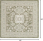 Rugs.com Outdoor Aztec Collection Rug – 5 Ft Square Green Flatweave Rug Perfect for Living Rooms, Kitchens, Entryways