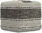 SIMPLIHOME Grady Square Pouf - 18 inch Wide Wool and Cotton Handloom Woven Ottoman in Earth Tone Brown, Contemporary Footstool or Extra Seating for Living Room with Polystyrene Bead Filling, Assembled