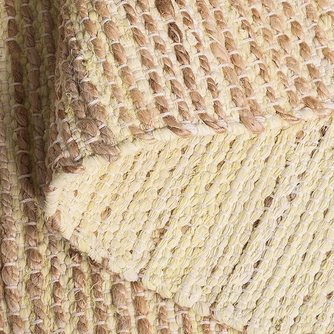 SAFAVIEH Area Rug 8x10 - Cape Cod Collection - Large - Yellow & Natural, Handmade Jute & Cotton, Ideal for Living Room, Bedroom, Dining Space (CAP236C)
