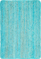 Unique Loom Braided Jute Collection Area Rug - Dhaka (2' x 3' 1" Rectangle, Turquoise)