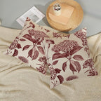 Burgundy Red Pillow Covers 18x18 Set of 2 Vintage Boho Floral Hydrangea Herbs Botanical Throw Pillows Outdoor Flower Decoration Pillowcase Linen Farmhouse Cushion Case Decor for Couch Sofa