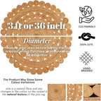 Hand Woven Braided Jute Rug - 4' Round - Reversible Farmhouse Dining Room Rug, Living Room, Bedroom, Kitchen - Natural Decorative Floor Circle Boho Entry Area Rugs - 4 Foot Round Rug