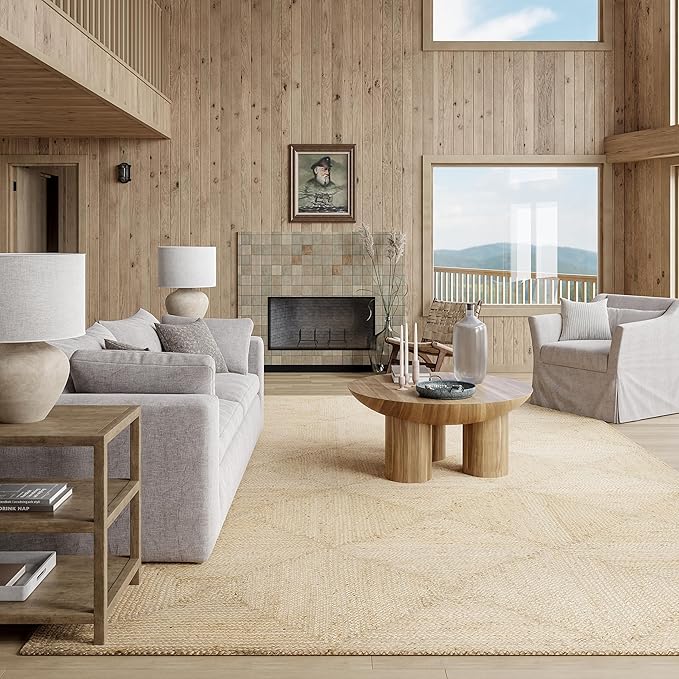 Rugs USA Juniper Tiled Jute Area Rug, 6x9, Ivory