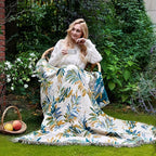 Boho Throw Blanket for Couch Sofa Chair Cotton Spring Blankets for Bedroom Living Room All Season Soft Lightweight Reversible Leaves Embroidery Decorative Throws 50"x60" Home Decor