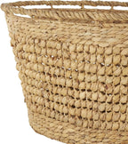 Deco 79 Seagrass Handmade Decorative and Functional Storage Basket Woven Oval Basket Organizer with Elevated Rim and Slot Handles, Basket for Storage 30" x 21" x 17", Brown