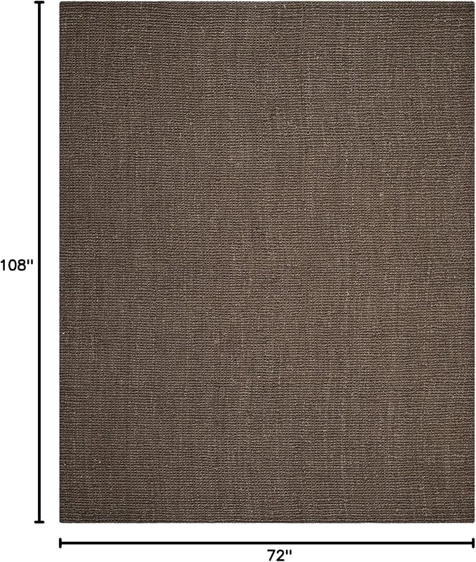 SAFAVIEH Area Rug 6x9 - Natural Fiber Collection - Brown, Handmade Jute, Farmhouse Style, Chunky Textured Thick Pile (NF447D)