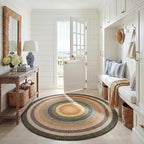 SAFAVIEH Washable Rug Outdoor Braided Collection - 6' Round, Multi, Handmade & Reversible, Non-Shedding & Easy to Clean, Ideal for Patio, Backyard, Mudroom (BRD308A)