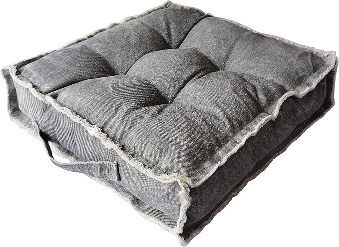 Square Thick Floor Seating Cushions,Solid Thick Tufted Cushion Meditation Pillow for Sitting on Floor,Tatami Pad for Guests or Kids Reading Nook, oga Living Room Sofa Balcony Outdoor(Darkgray)