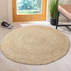 Chardin home Hand Woven Natural Jute Braided Rug – 4' Round | Rustic Boho Farmhouse Reversible Accent Rug for Entryway, Kitchen, Nursery, Dining Room, Study, or Patio | Solid Natural Fiber Rug