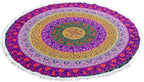 Round Beach Tapestry Turquoise Mandala Throw/Boho Hippie Beach Blanket Roundie/Indian Cotton Bohemian Large Round Table Cloth-Home Decor/Yoga Mat Meditation Picnic Rug (70", 6 color)