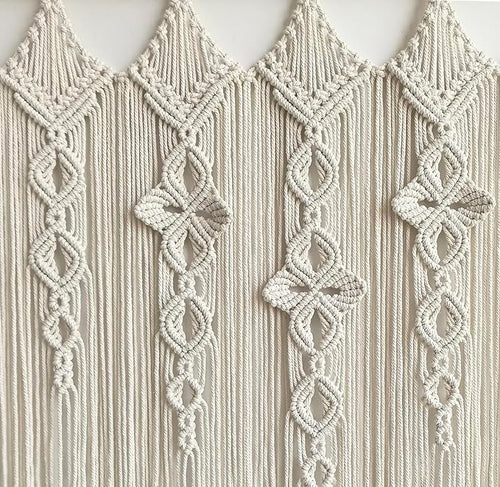 Achart Macrame Wall Hanging Large- Boho Wall Decor- large wall art- Wall Decor Living Room- Macrame Tapestry Boho Decor for Bedroom (Beige-Flower)