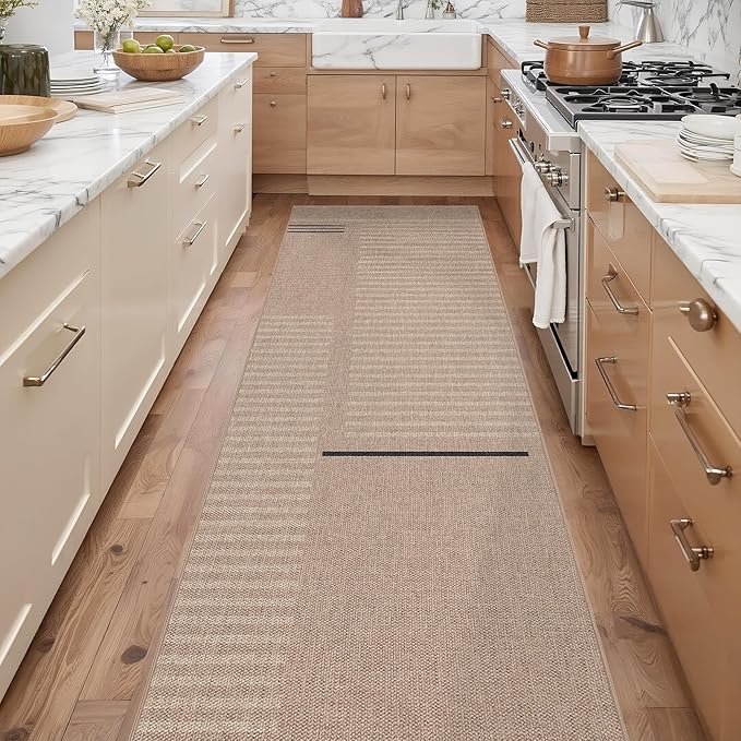 Easy Jute Rug 2.5x8: Indoor Outdoor Natural Boho Area Rugs for Hallway Patio Non Slip - Farmhouse Neutral Contemporary Carpet Mat for Entryway Kitchen Laundry Room Bedroom Washable